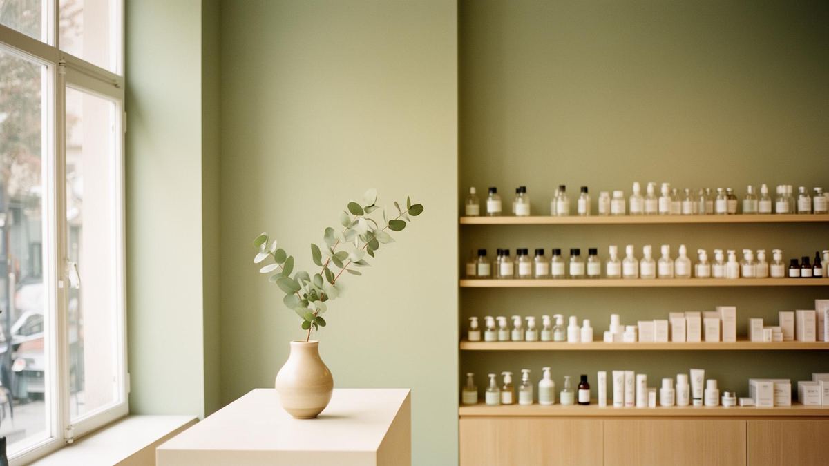 Interior de la farmacia con luz natural